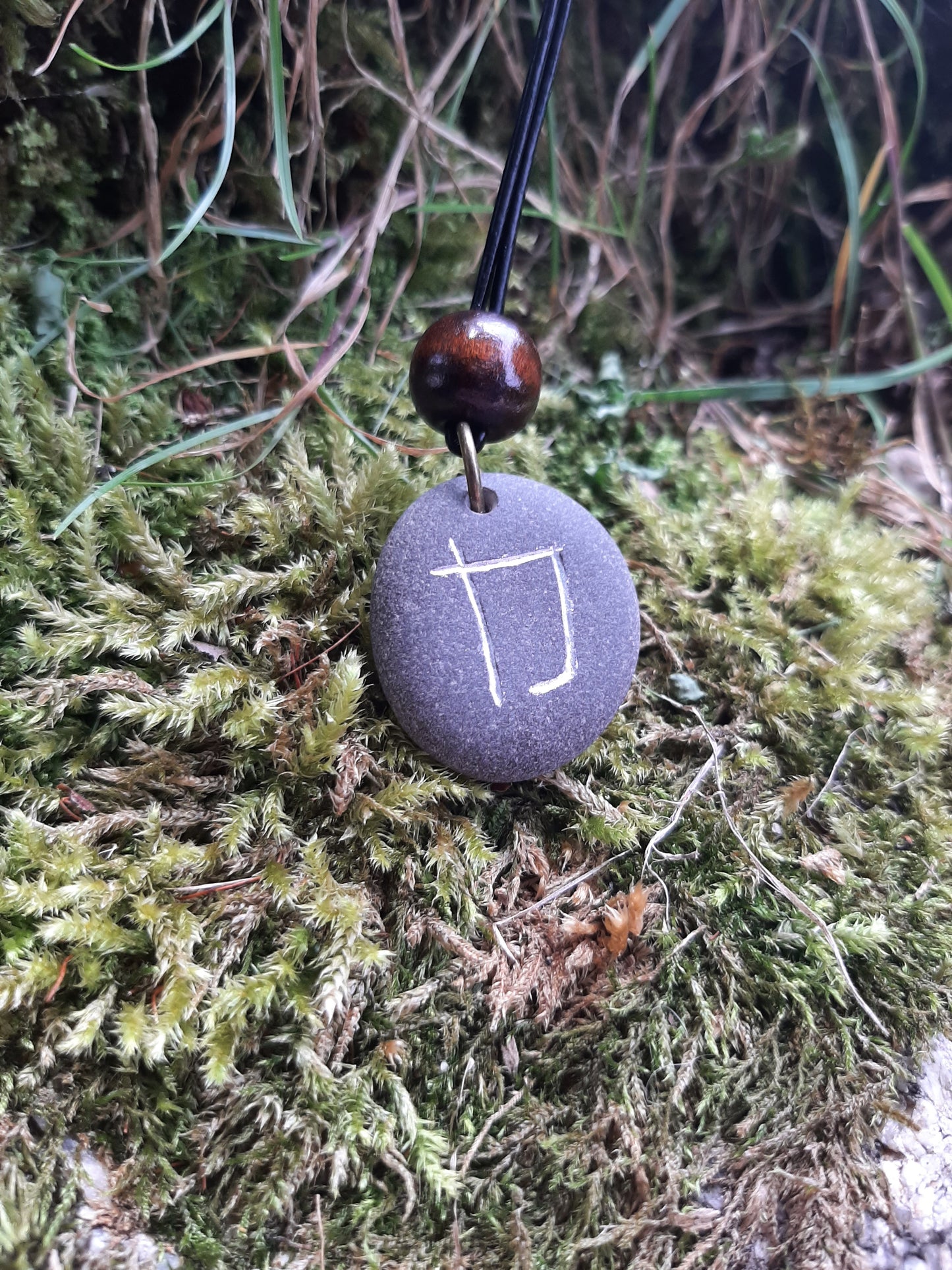 Carved Strength Kanji Stone Necklace - Chikara - Power, Strength