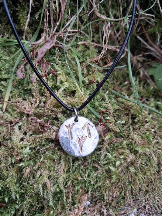 Personalised Rune Necklace - Cast and Hammered Pewter - Viking Necklace