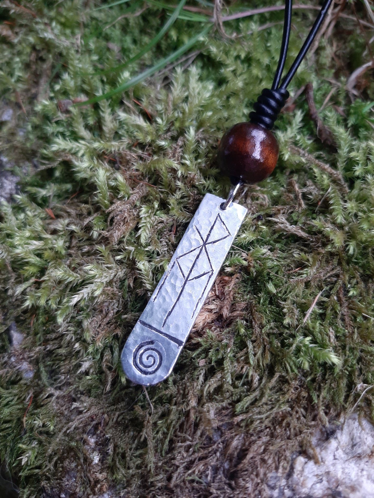 Viking Bind Rune Necklace - Cast and Hammered Pewter - Personlised Rune Necklace