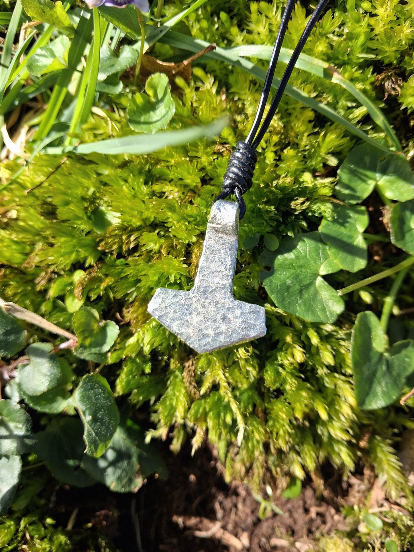 Thors Hammer Pendant |  Mjolnir Pendant Necklace - Cast and Hammered Pewter | Viking Necklace