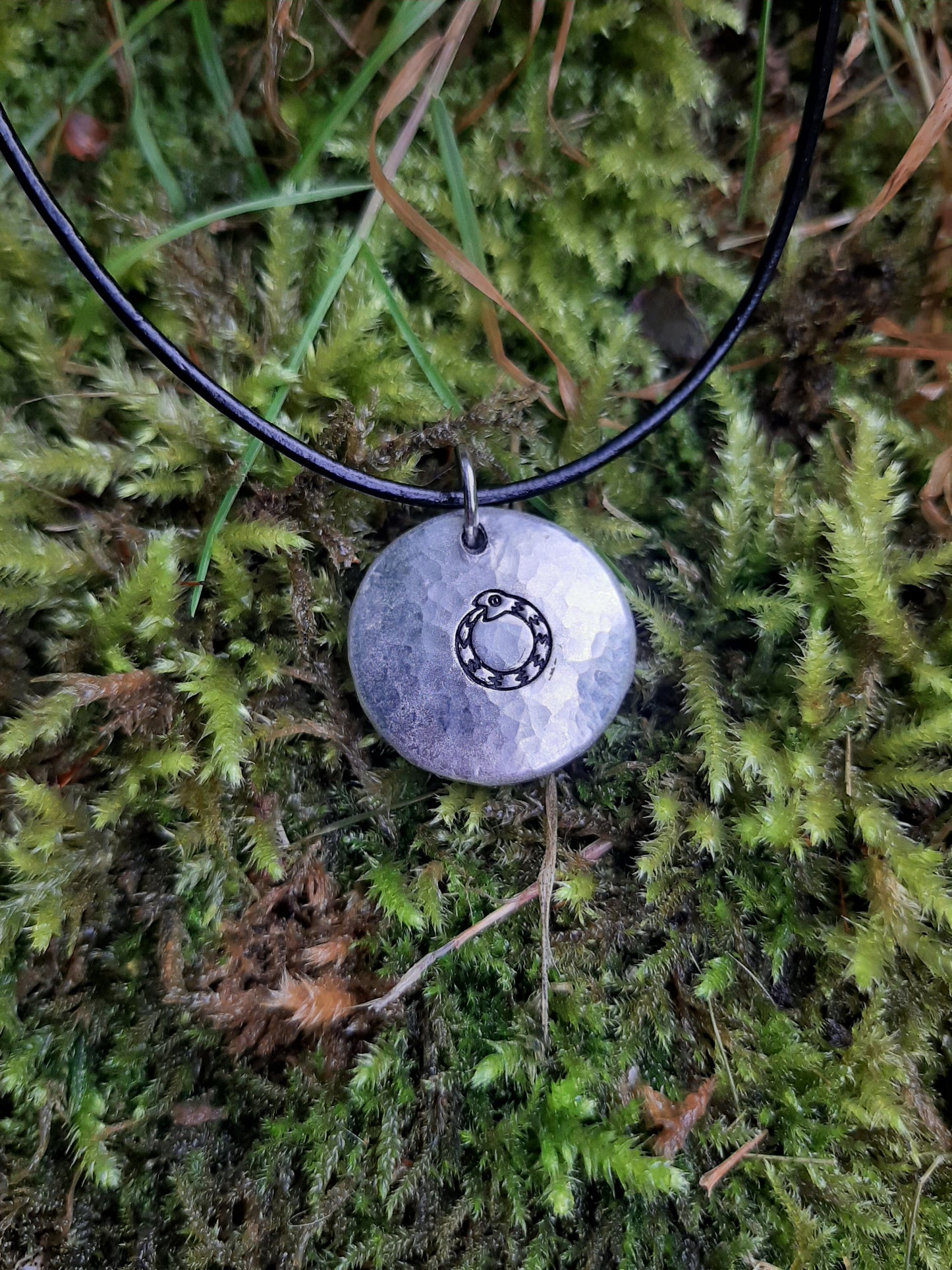 Jormungandr Pendant Necklace -| World Serpent Pendant - Cast and Hammered Pewter | Viking Necklace