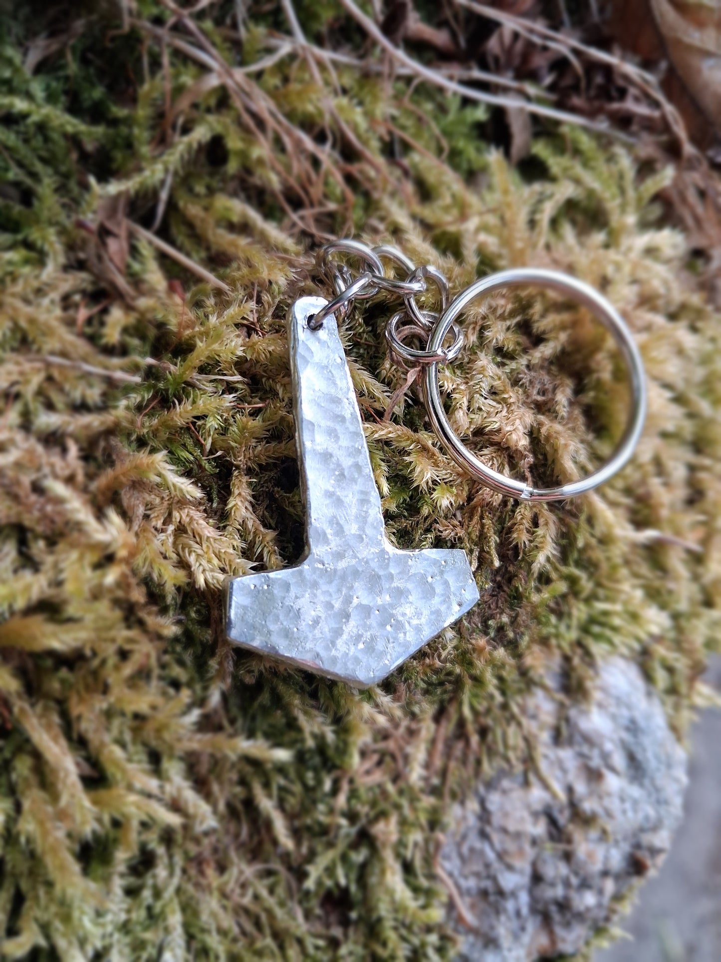 Thors Hammer Keyring - Viking keyring - Talisman - Cast and Hammered Pewter