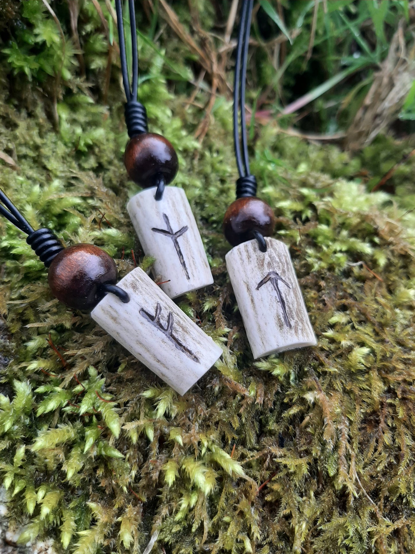 Carved Antler Rune Pendant Necklace | Viking Necklace