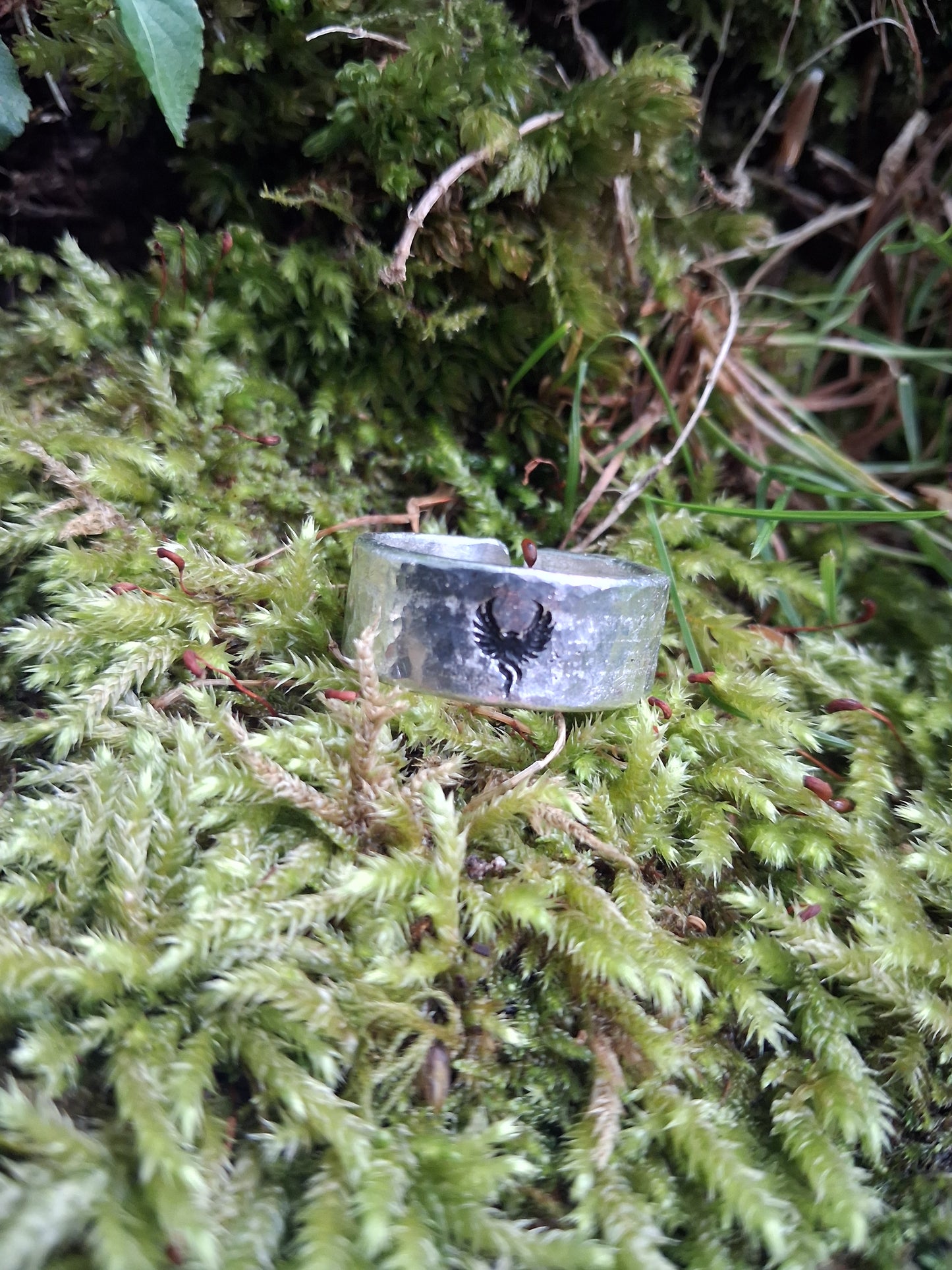 Phoenix Ring | Cast and hammered pewter | Open ring