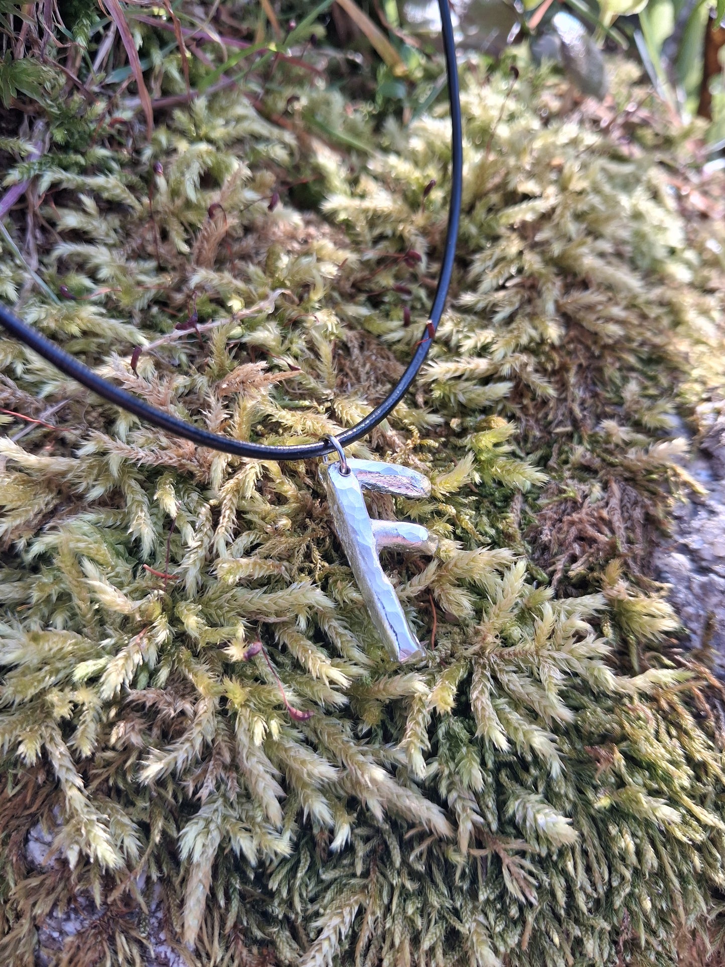 Viking Rune Necklace - Cast and Hammered Pewter - Ansuz Rune - Wisdom Rune | Viking Necklace