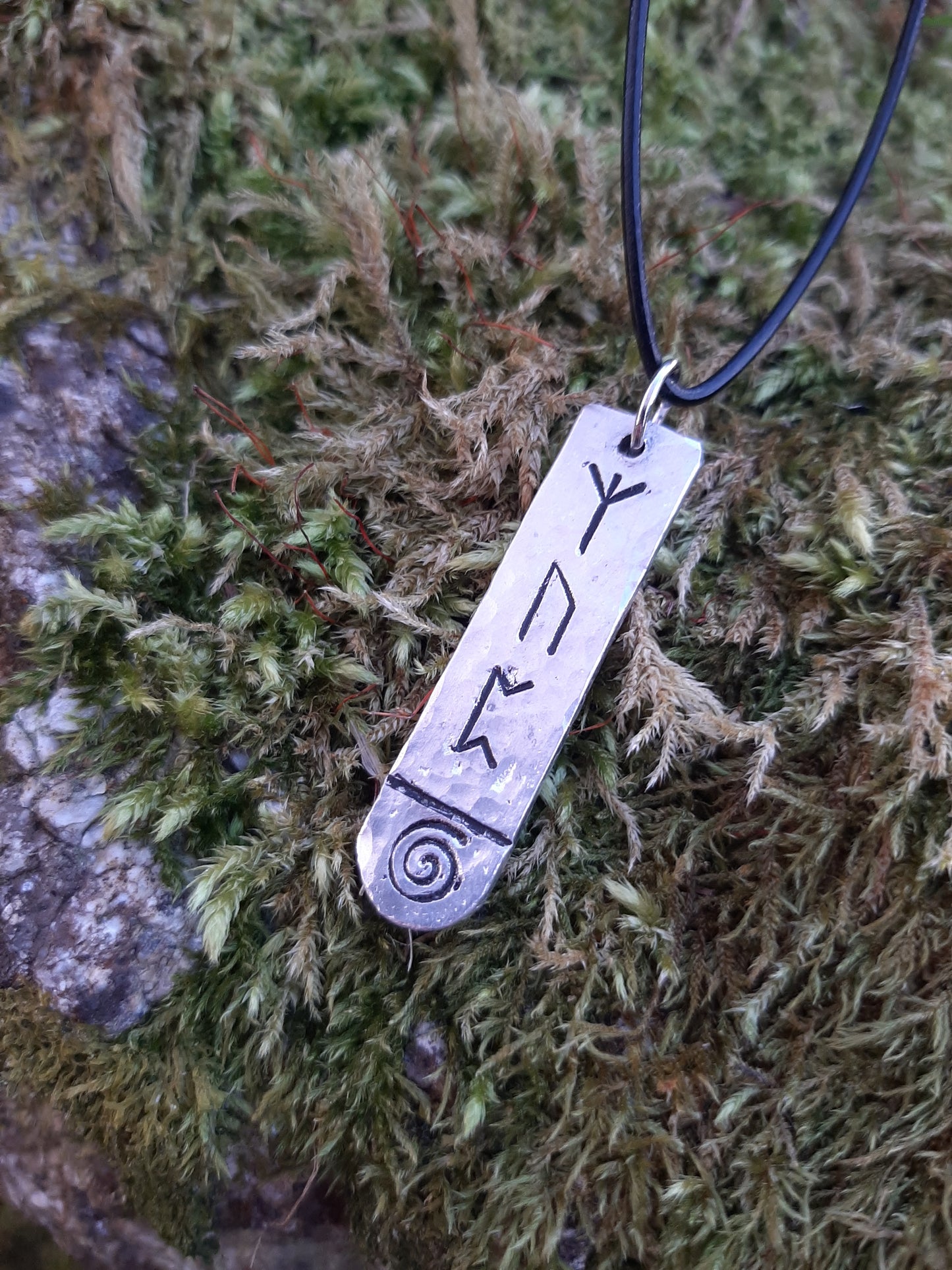 Personalised Rune Necklace - Cast and Hammered Pewter - Viking Necklace
