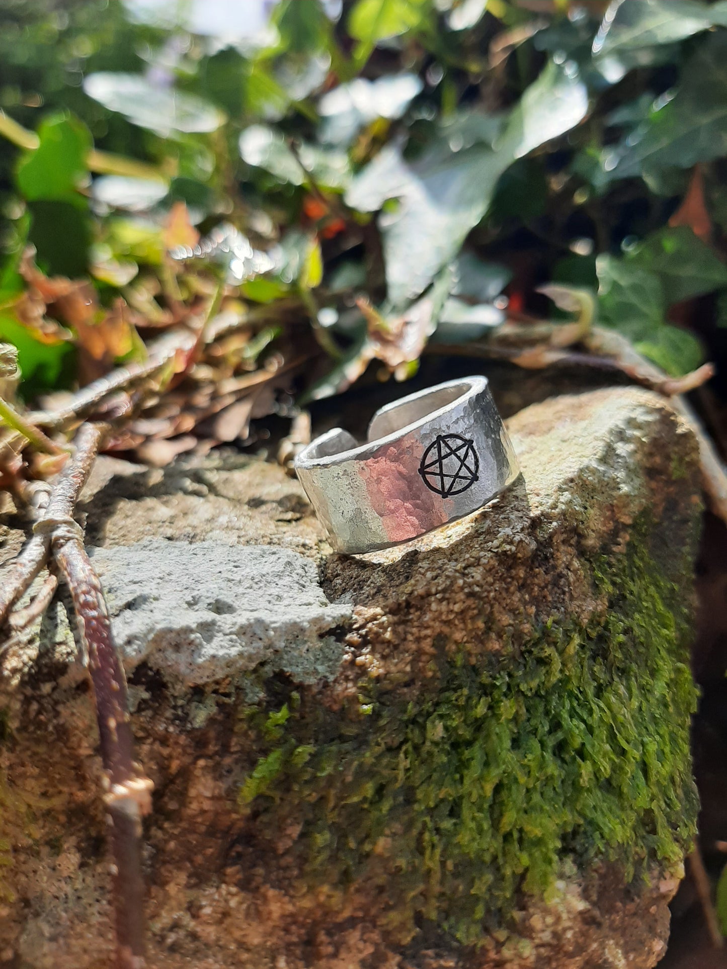 Pentagram Ring | Cast and hammered pewter | Open ring