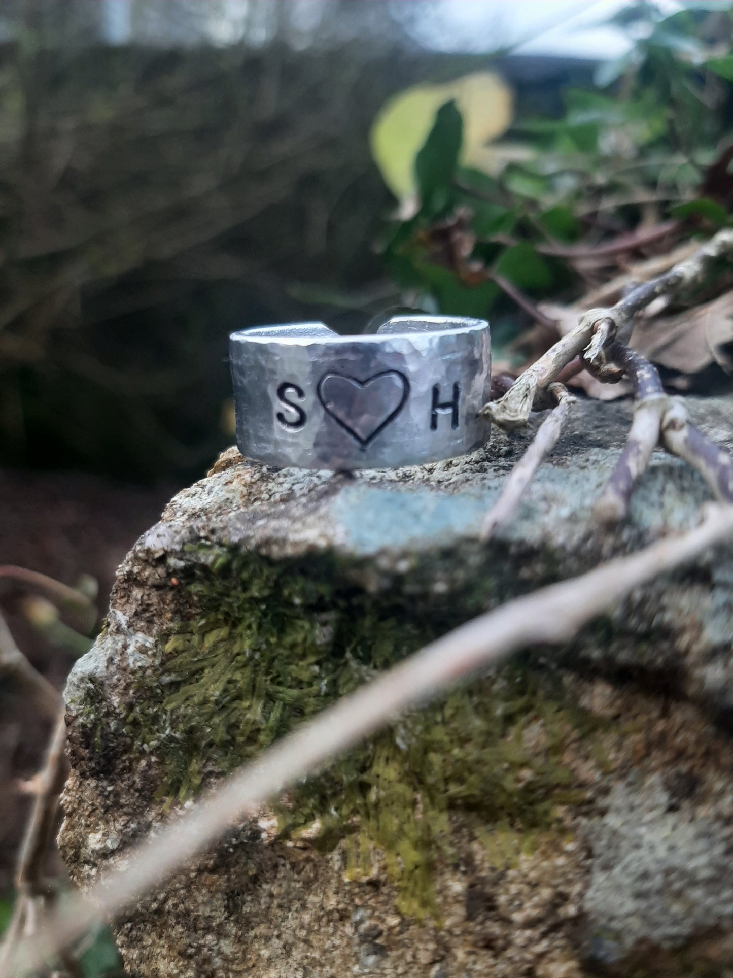 Personalised Love Ring | Heart Symbol | Cast and hammered