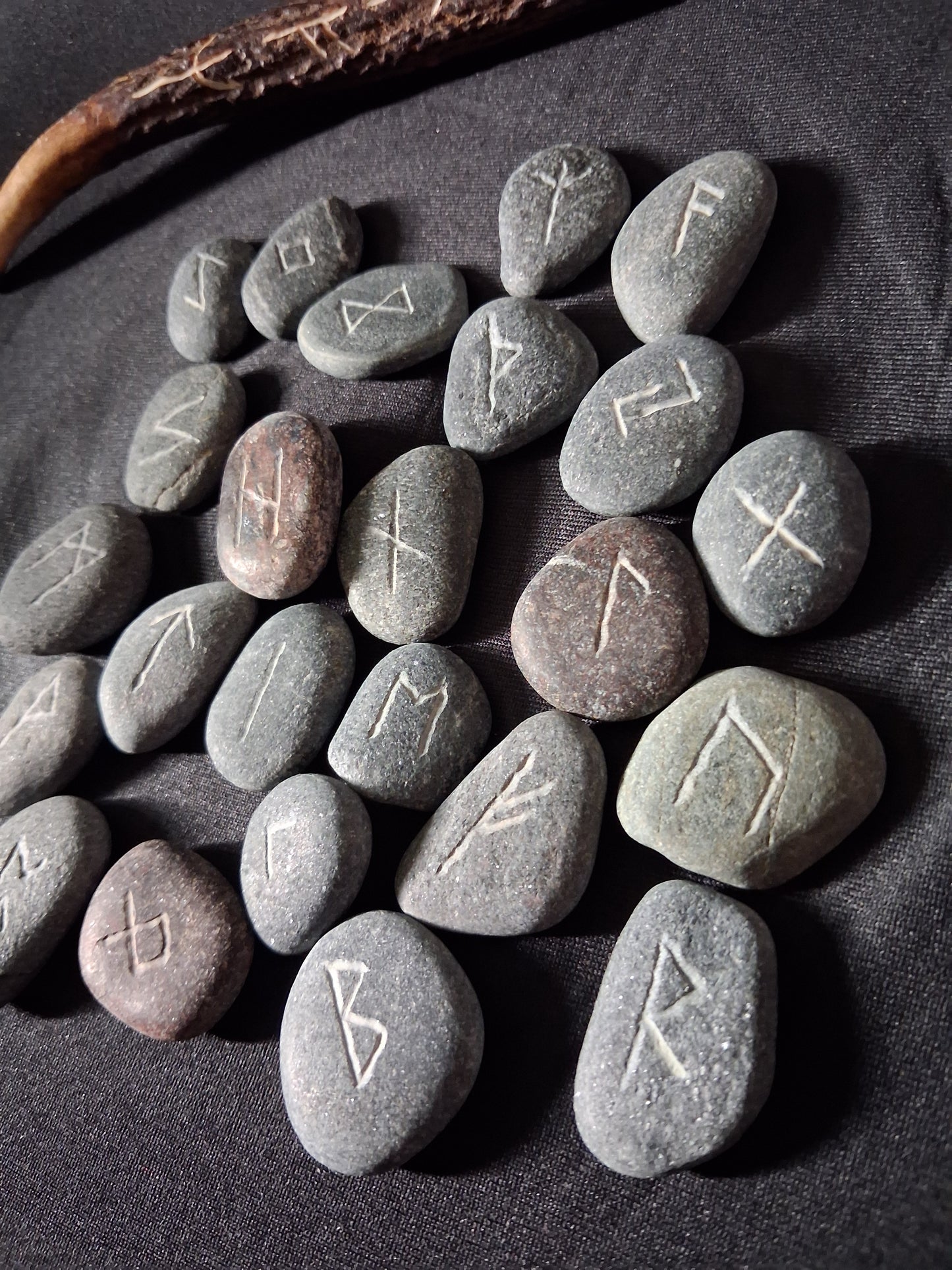 Carved Stone Rune Set - Rune casting, pagan, wiccan, magic, viking, norse