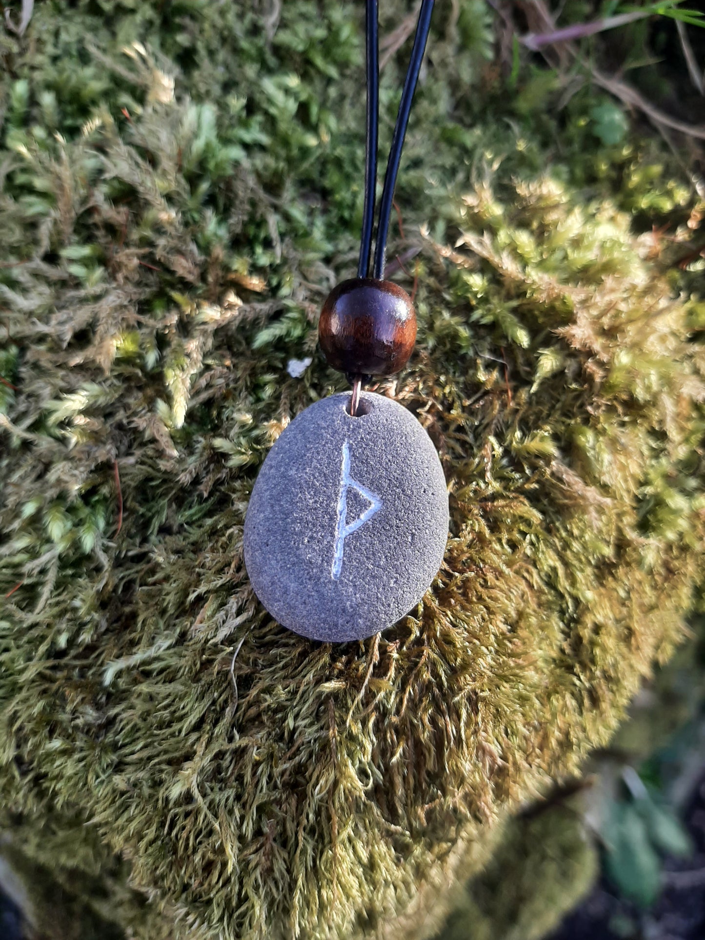 Carved Challenge Rune Stone Necklace - Thurisaz- Challenge, Thor Rune, Protection - Viking Jewellery | Viking Necklace