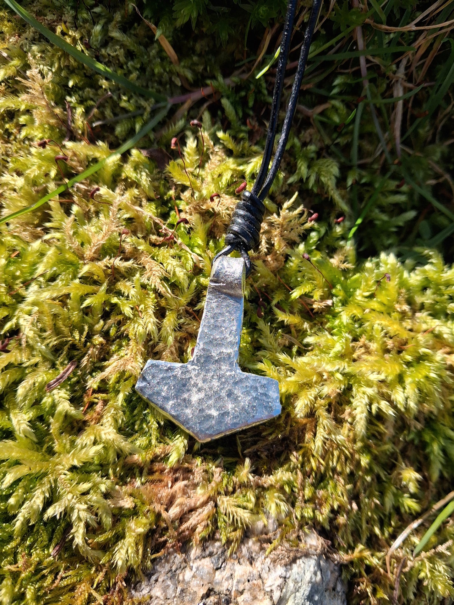 Thors Hammer Pendant |  Mjolnir Pendant Necklace - Cast and Hammered Pewter | Viking Necklace
