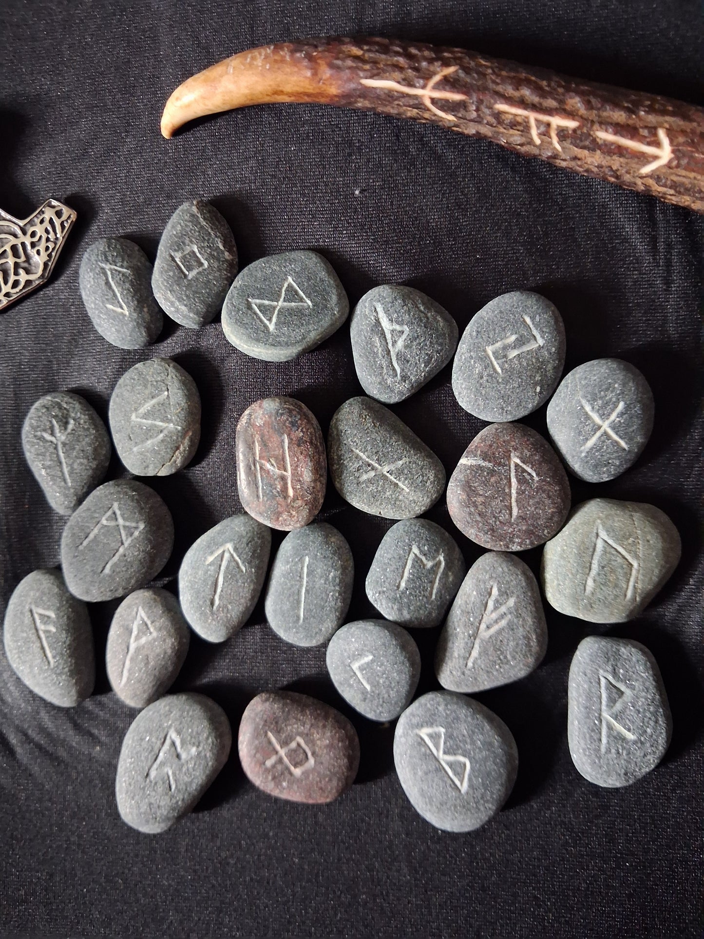 Carved Stone Rune Set - Rune casting, pagan, wiccan, magic, viking, norse