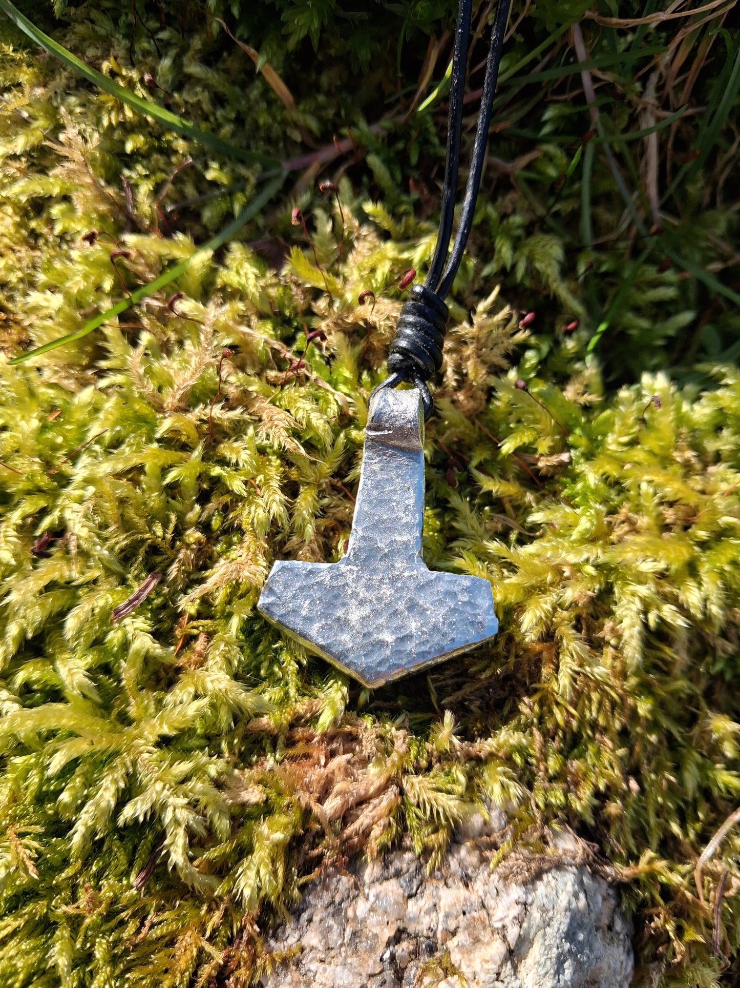 Thors Hammer Pendant |  Mjolnir Pendant Necklace - Cast and Hammered Pewter | Viking Necklace