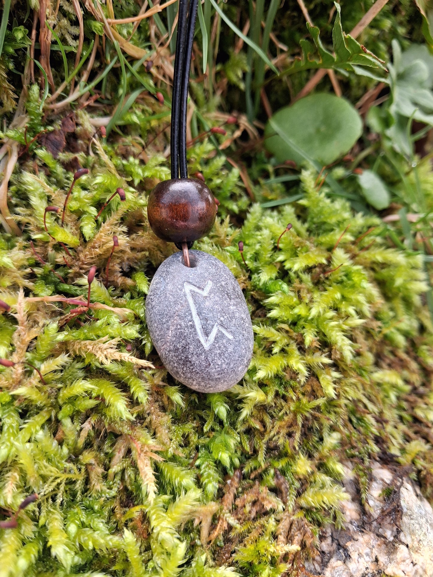 Carved Magic Rune Stone Necklace - Perthro - Magic - Viking Jewellery | Viking Necklace