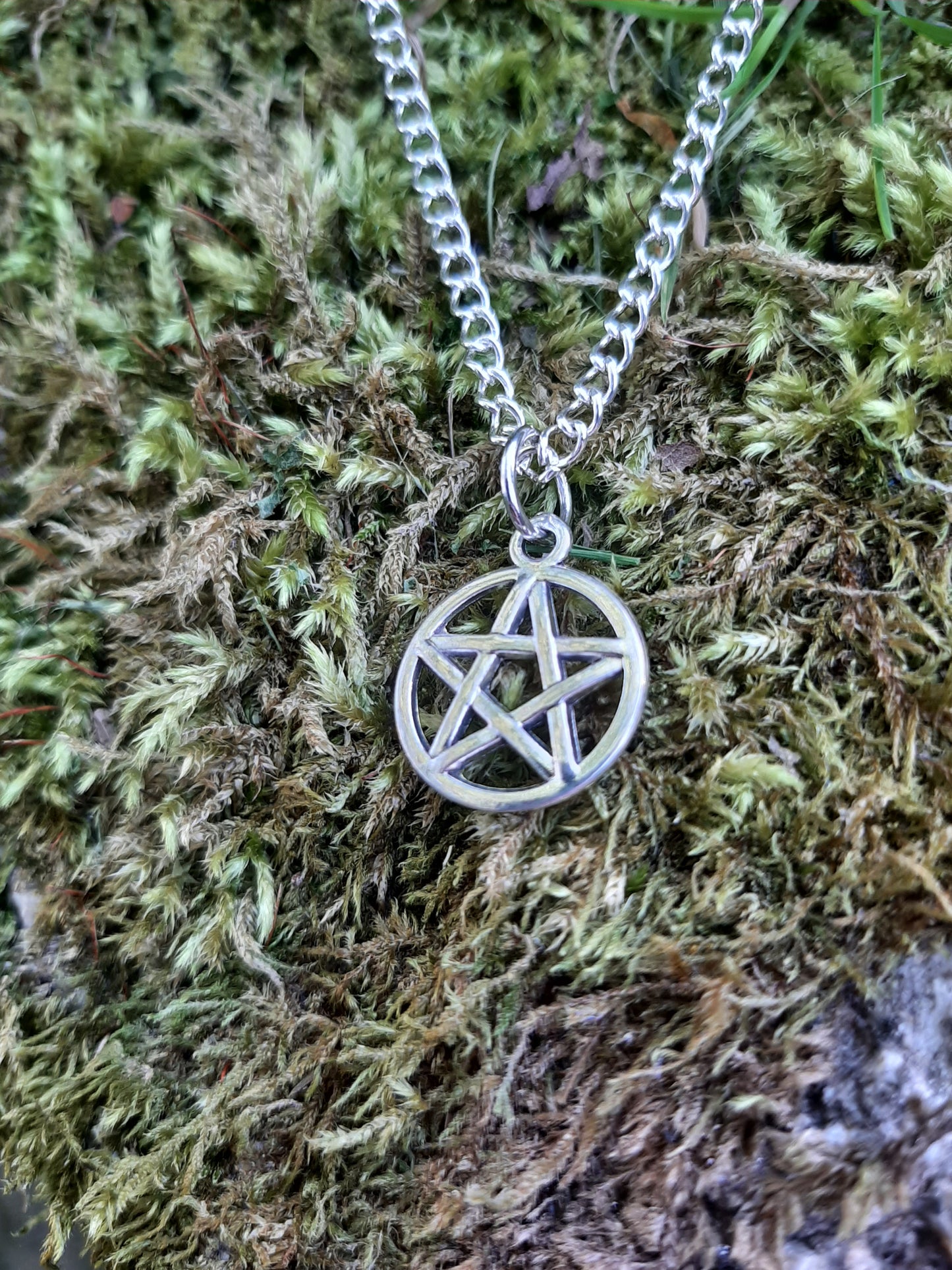 Silver Pentagram Necklace | Silver Plated | Gothic Wiccan Necklace