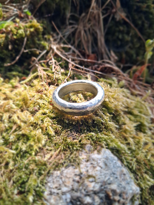 Chunky Rustic Ring | Cast and hammered pewter