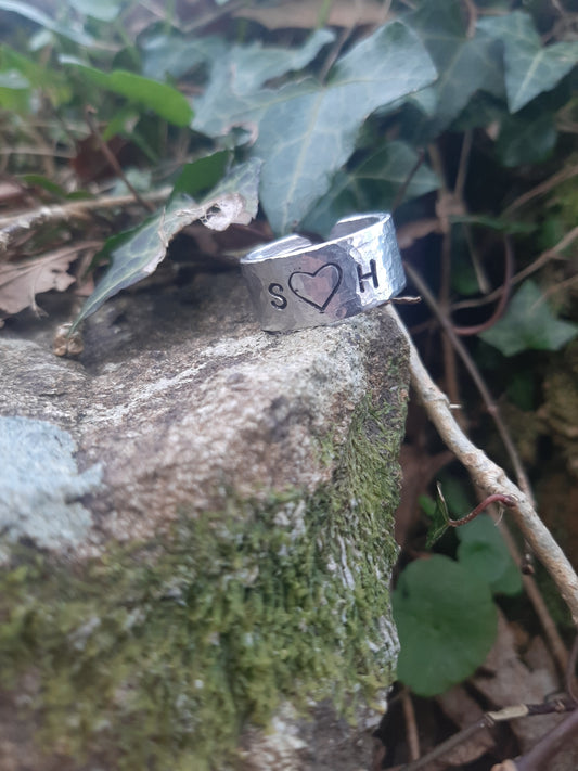 Personalised Love Ring | Heart Symbol | Cast and hammered