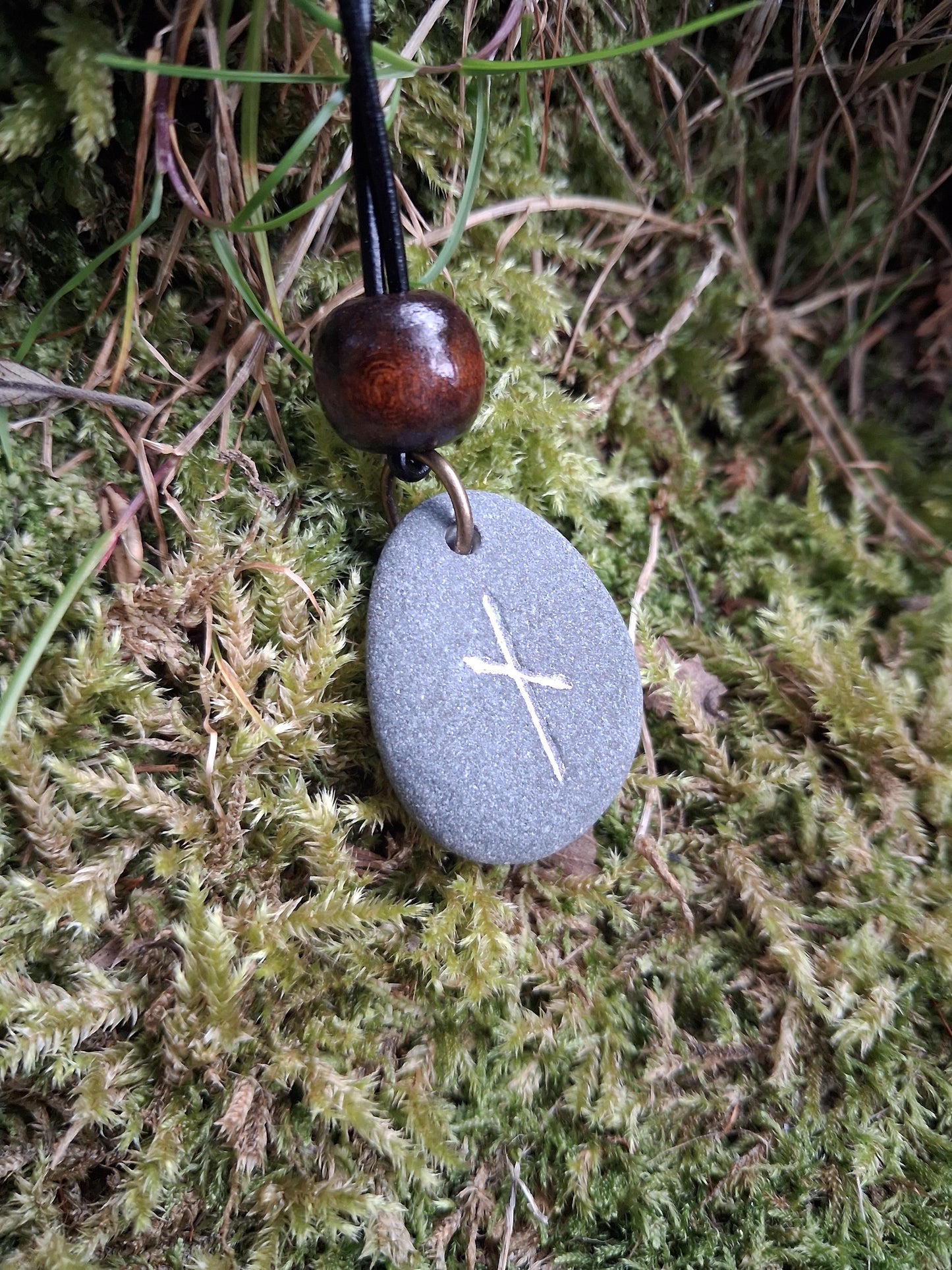 Carved Hardship Rune Stone Necklace - Nauthiz - Hardship - Viking Jewellery | Viking Necklace