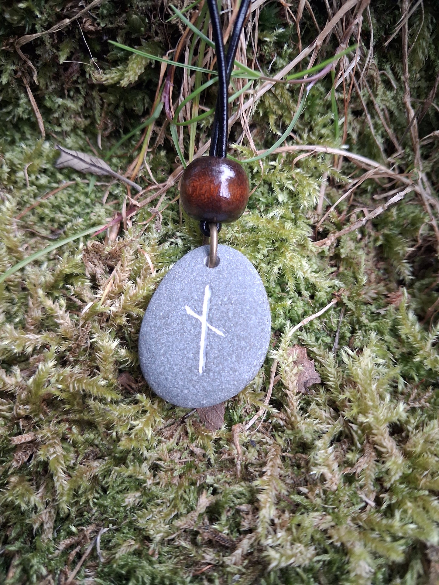 Carved Hardship Rune Stone Necklace - Nauthiz - Hardship - Viking Jewellery | Viking Necklace