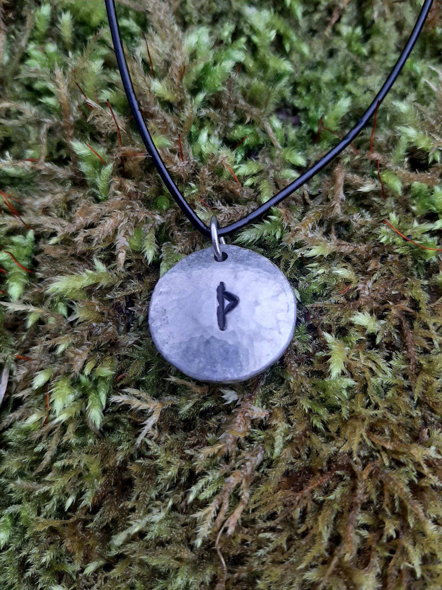 Viking Rune Necklace - Cast and Hammered Pewter - Thurisaz Rune - Thor Rune | Viking Necklace