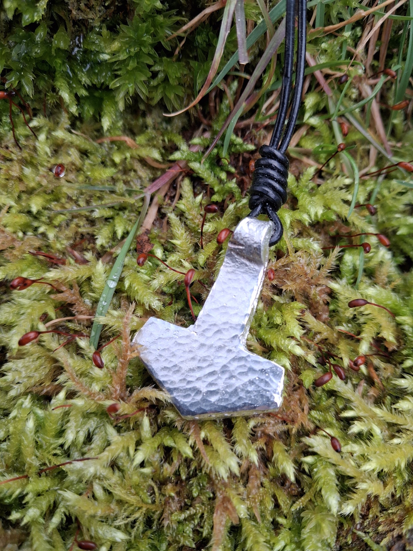 Thors Hammer Pendant |  Mjolnir Pendant Necklace - Cast and Hammered Pewter | Viking Necklace