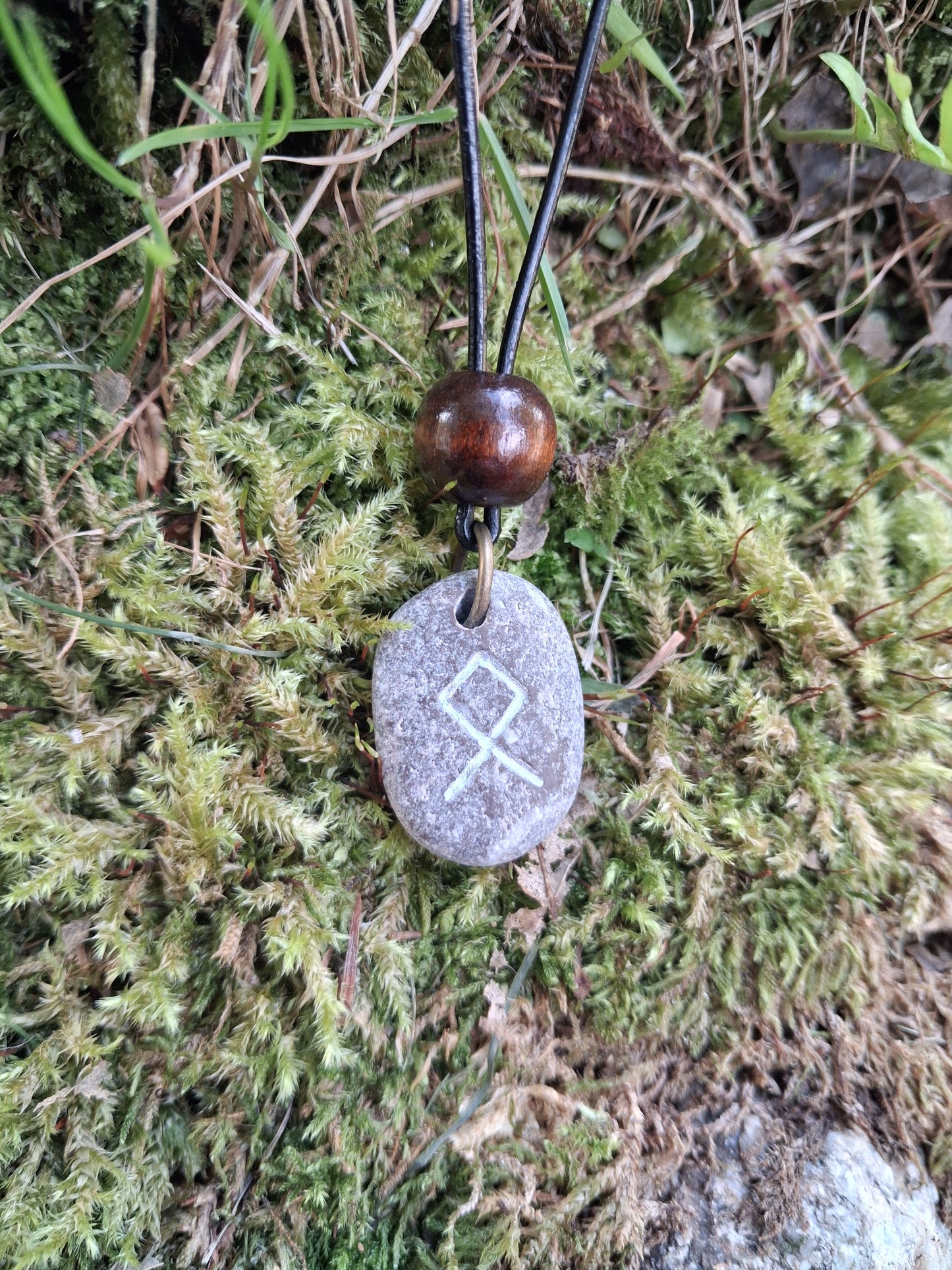 Carved Home Rune Stone Necklace - Othala - Home, Plenty - Viking Jewellery | Viking Necklace
