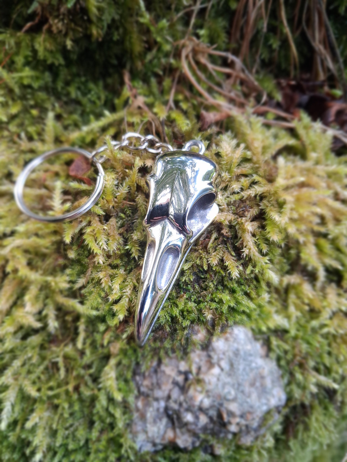 Raven Skull keyring - Gothic Keyring - Viking Keyring - Odin's Raven - Stainless Steel