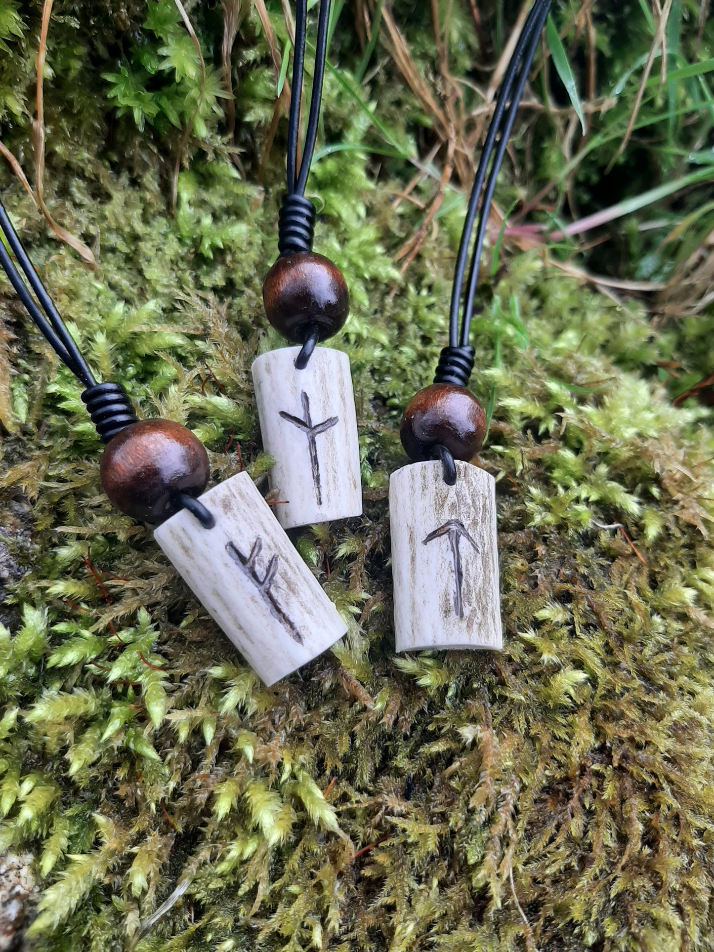 Carved Antler Rune Pendant Necklace | Viking Necklace