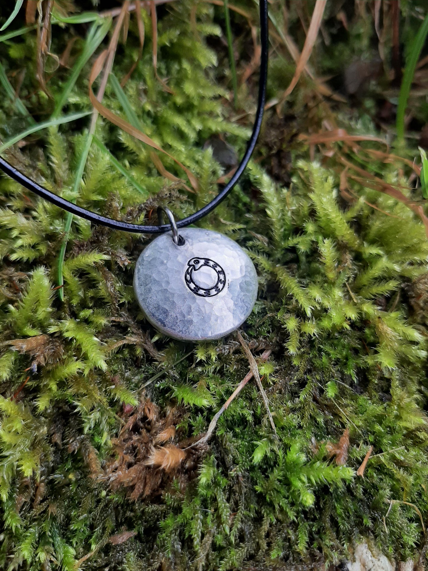 Jormungandr Pendant Necklace -| World Serpent Pendant - Cast and Hammered Pewter | Viking Necklace