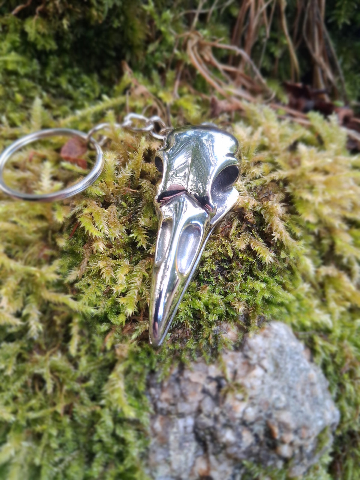 Raven Skull keyring - Gothic Keyring - Viking Keyring - Odin's Raven - Stainless Steel