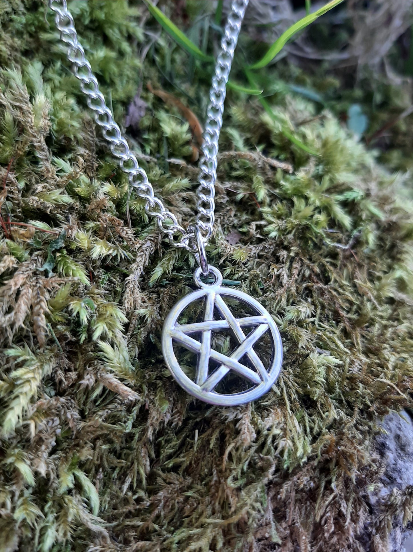 Silver Pentagram Necklace | Silver Plated | Gothic Wiccan Necklace