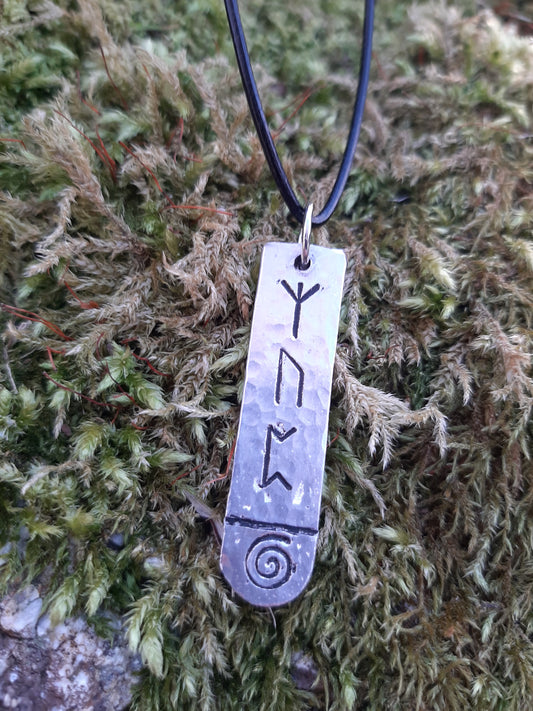 Personalised Rune Necklace - Cast and Hammered Pewter - Viking Necklace