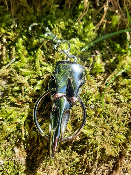 Raven Skull keyring - Stainless Steel