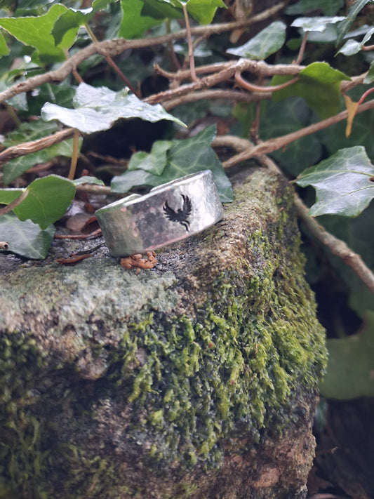 Phoenix Ring | Cast and hammered pewter | Open ring
