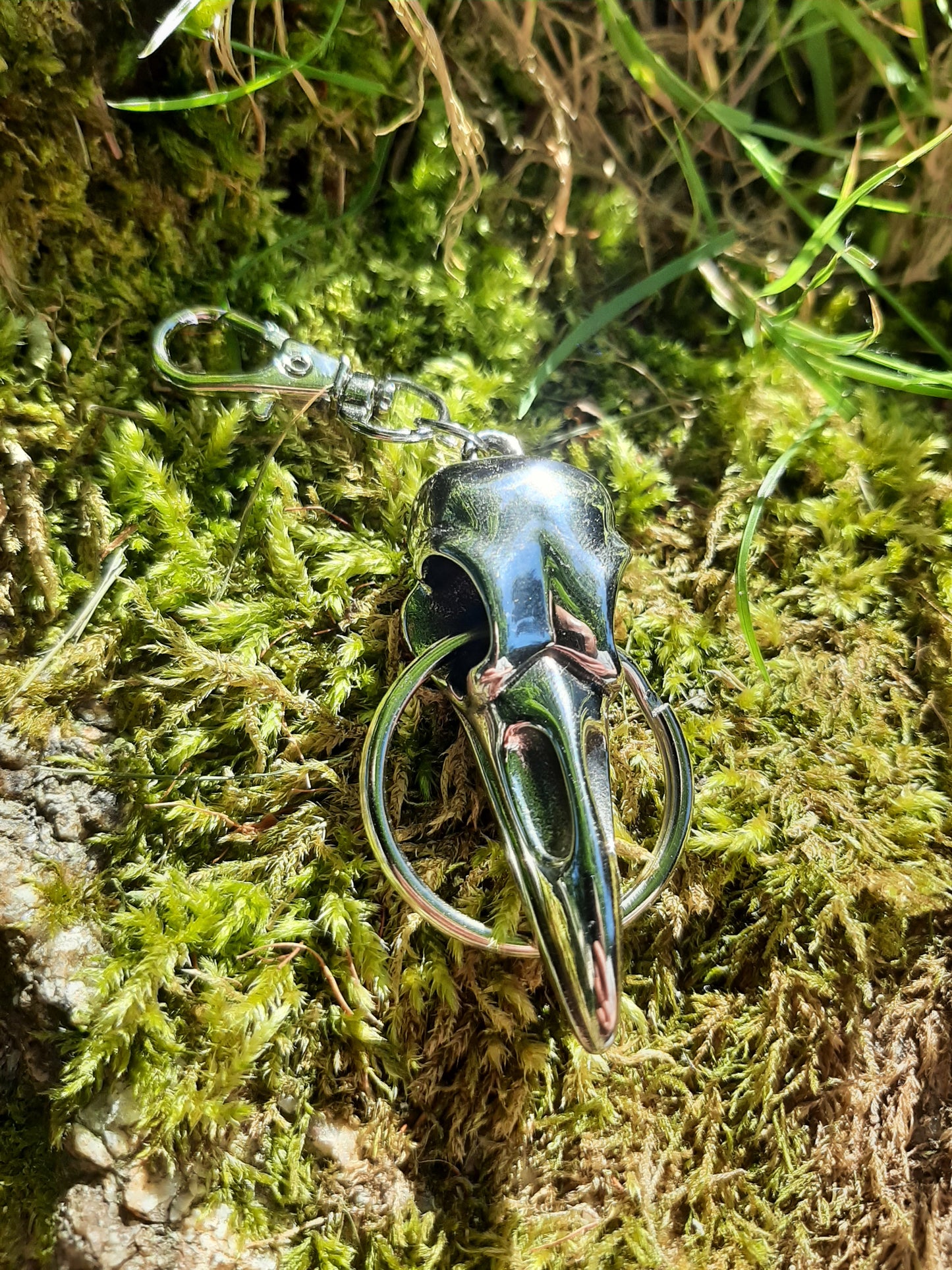 Raven Skull keyring - Stainless Steel