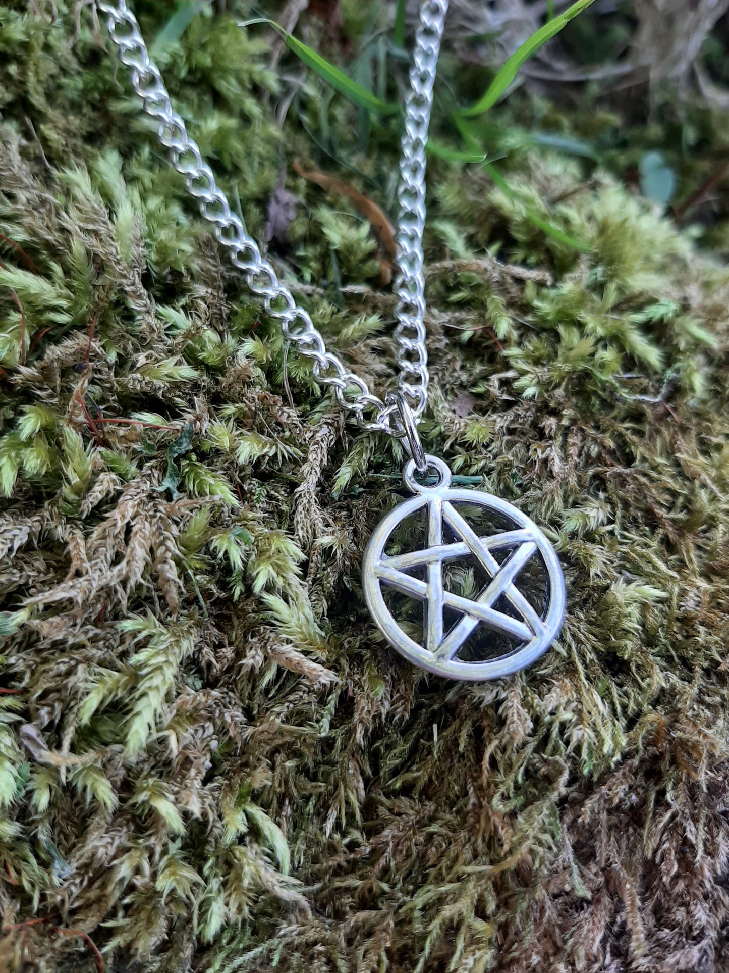 Silver Pentagram Necklace | Silver Plated | Gothic Wiccan Necklace