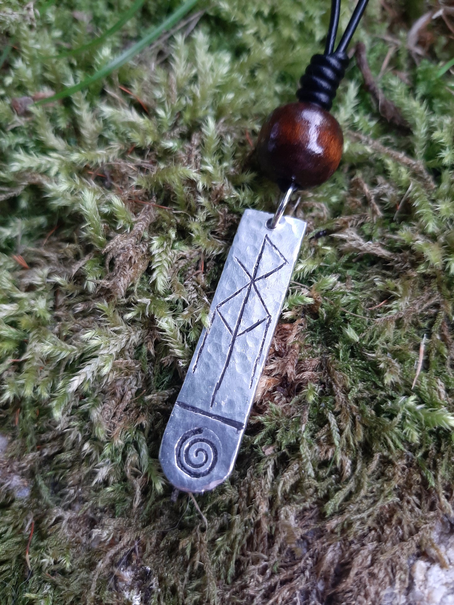 Viking Bind Rune Necklace - Cast and Hammered Pewter - Personlised Rune Necklace
