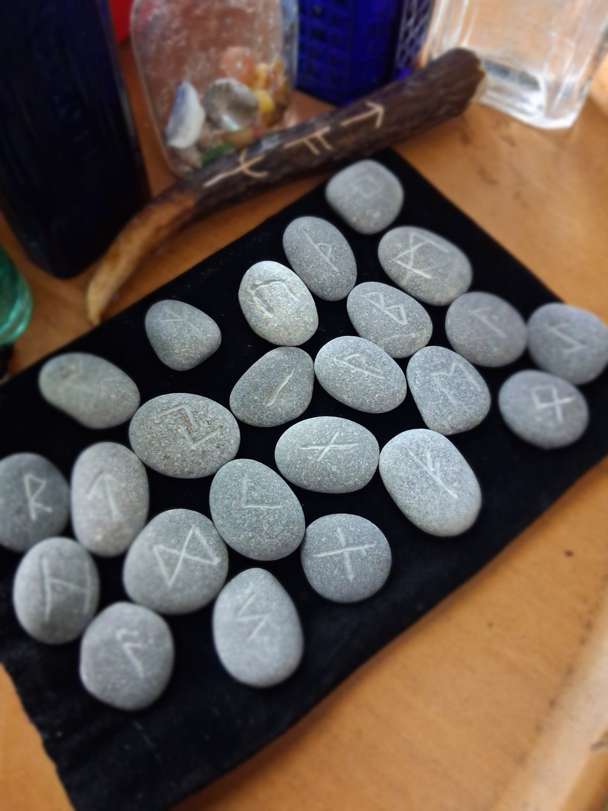 Carved Stone Rune Set - Rune casting, runestones, runestone set