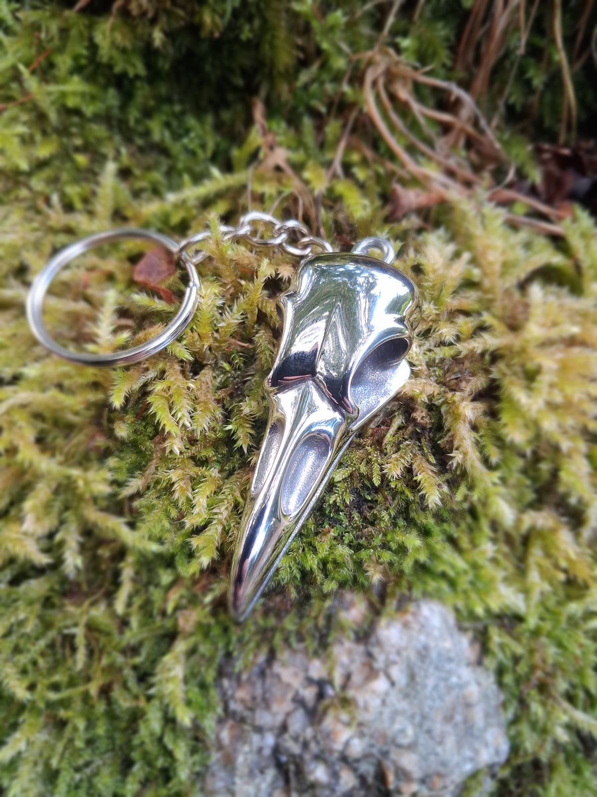 Raven Skull keyring - Gothic Keyring - Viking Keyring - Odin's Raven - Stainless Steel