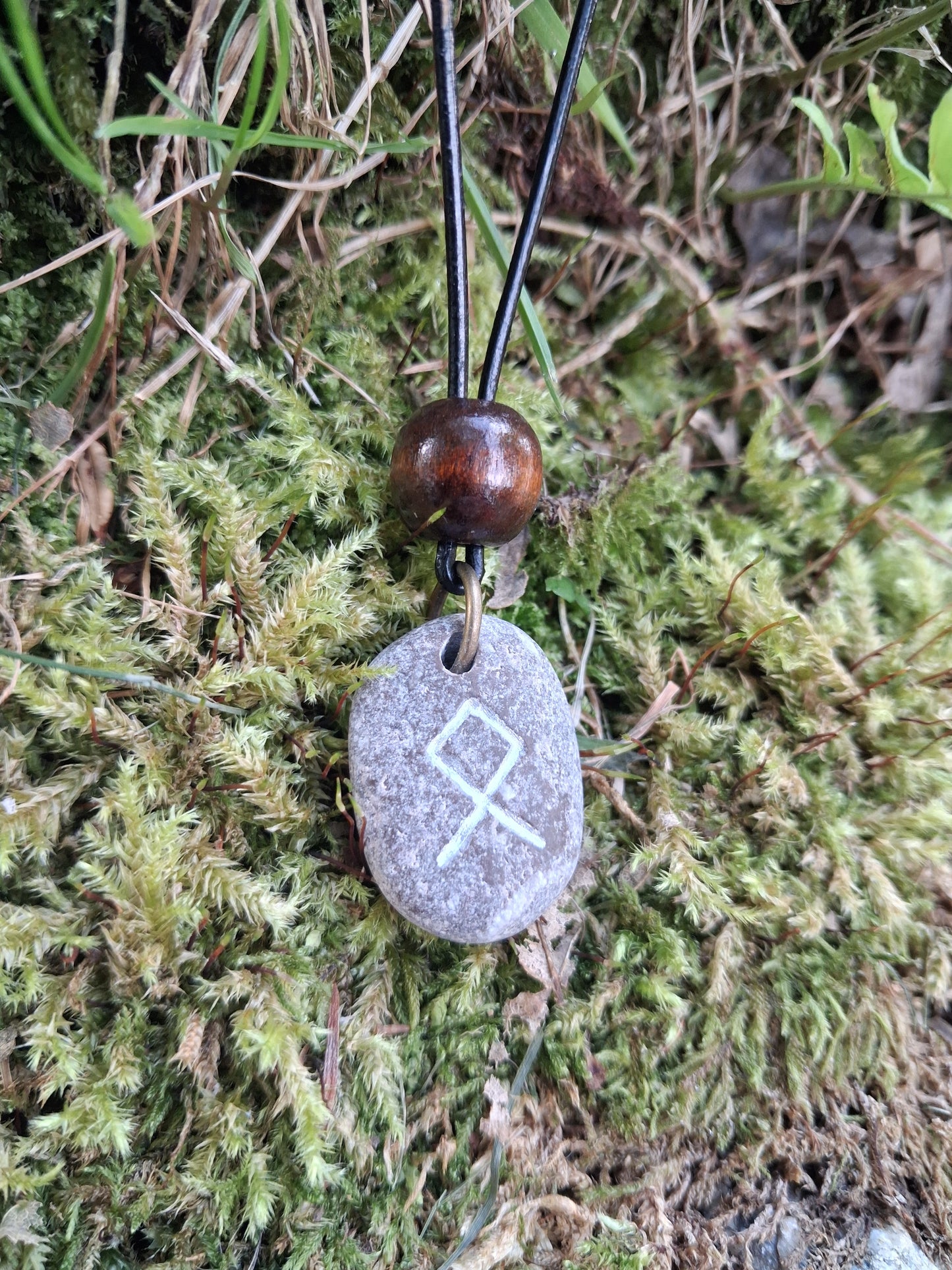 Carved Home Rune Stone Necklace - Othala - Home, Plenty - Viking Jewellery | Viking Necklace