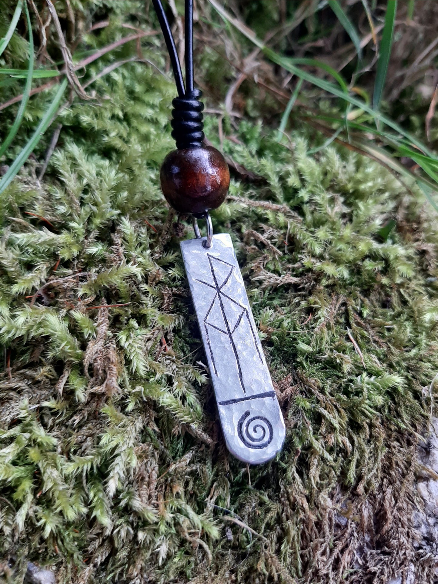 Viking Bind Rune Necklace - Cast and Hammered Pewter - Personlised Rune Necklace