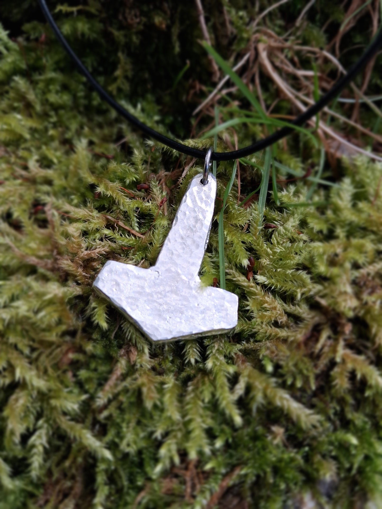 Thors Hammer Pendant |  Mjolnir Pendant Necklace - Cast and Hammered Pewter | Viking Necklace
