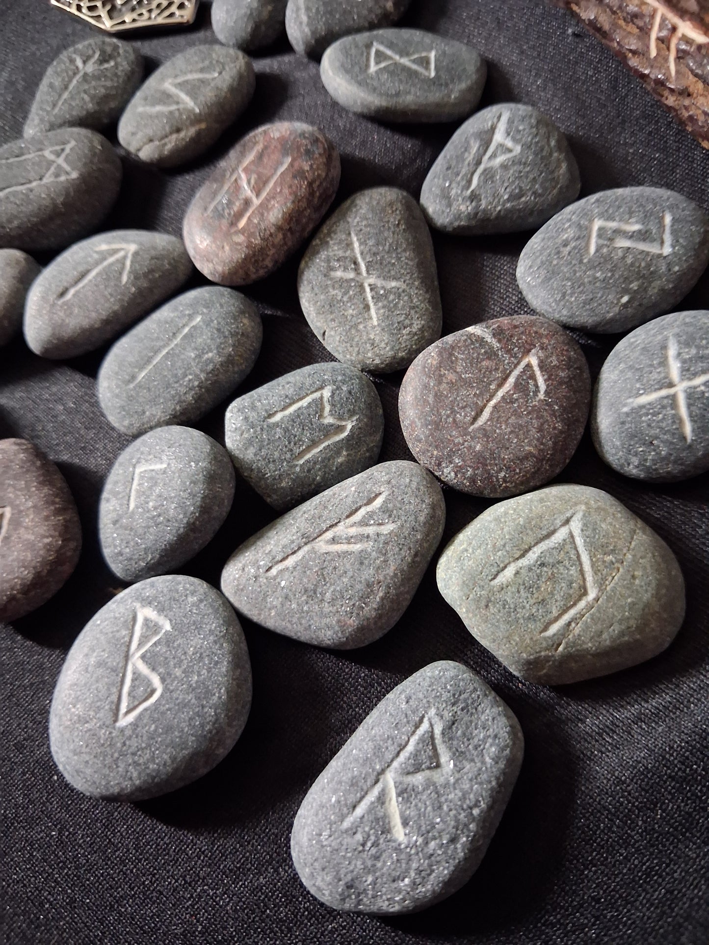 Carved Stone Rune Set - Rune casting, pagan, wiccan, magic, viking, norse