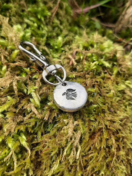 Odin's Raven Keyring - Viking keyring - Talisman - Cast and Hammered Pewter