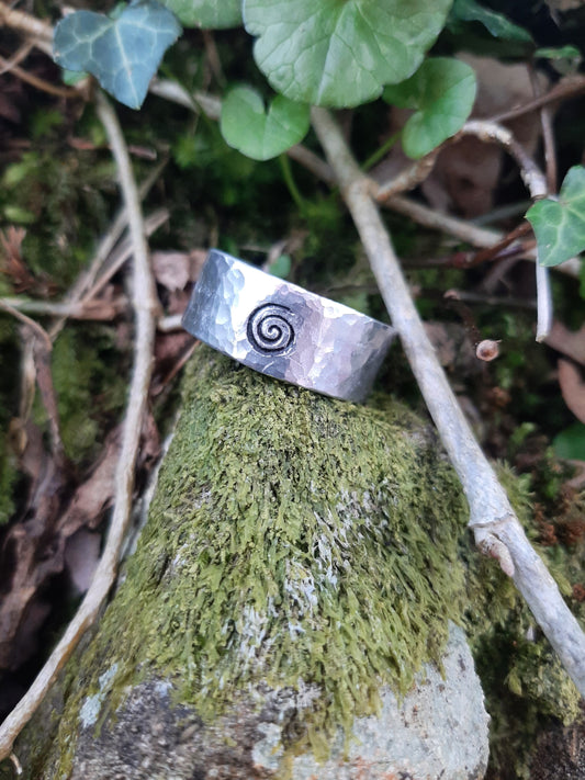 Celtic Spiral Ring | Cast and hammered pewter | Open ring