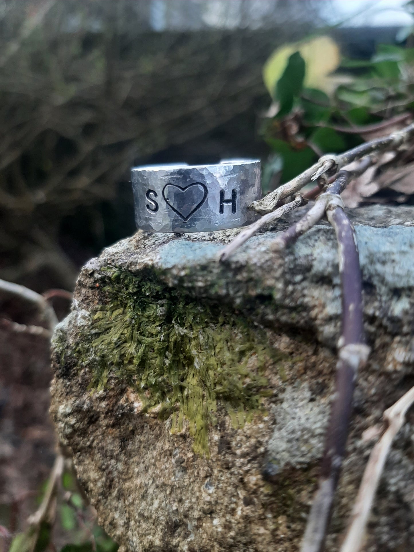 Personalised Love Ring | Heart Symbol | Cast and hammered