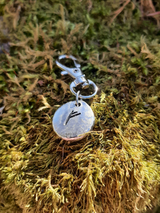 Metal Rune Keyring - Viking keyring - Talisman - Cast and Hammered Pewter