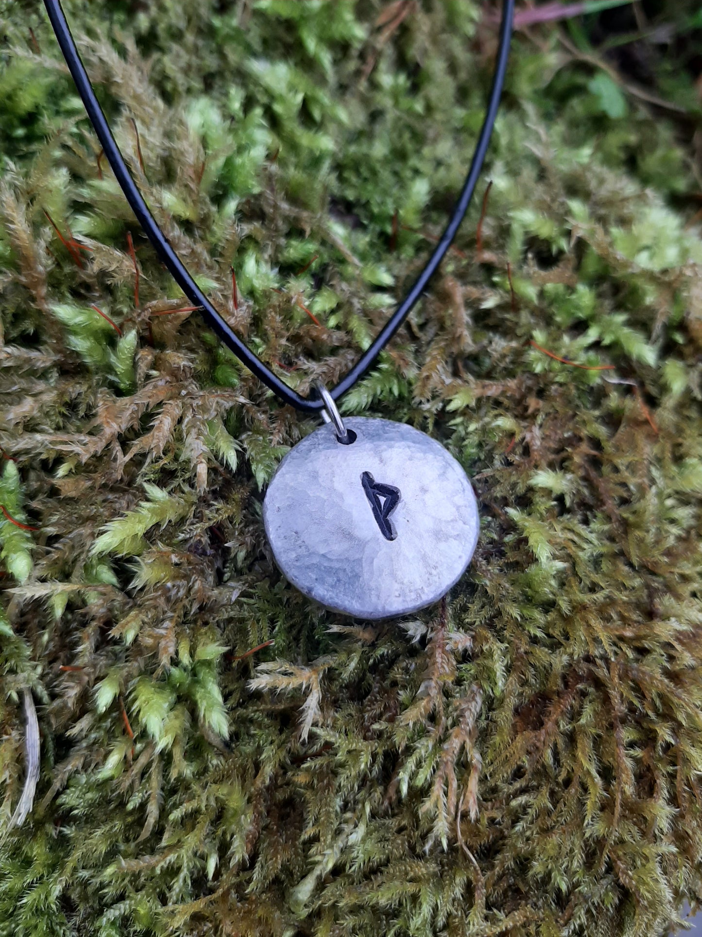 Viking Rune Necklace - Cast and Hammered Pewter - Thurisaz Rune - Thor Rune | Viking Necklace