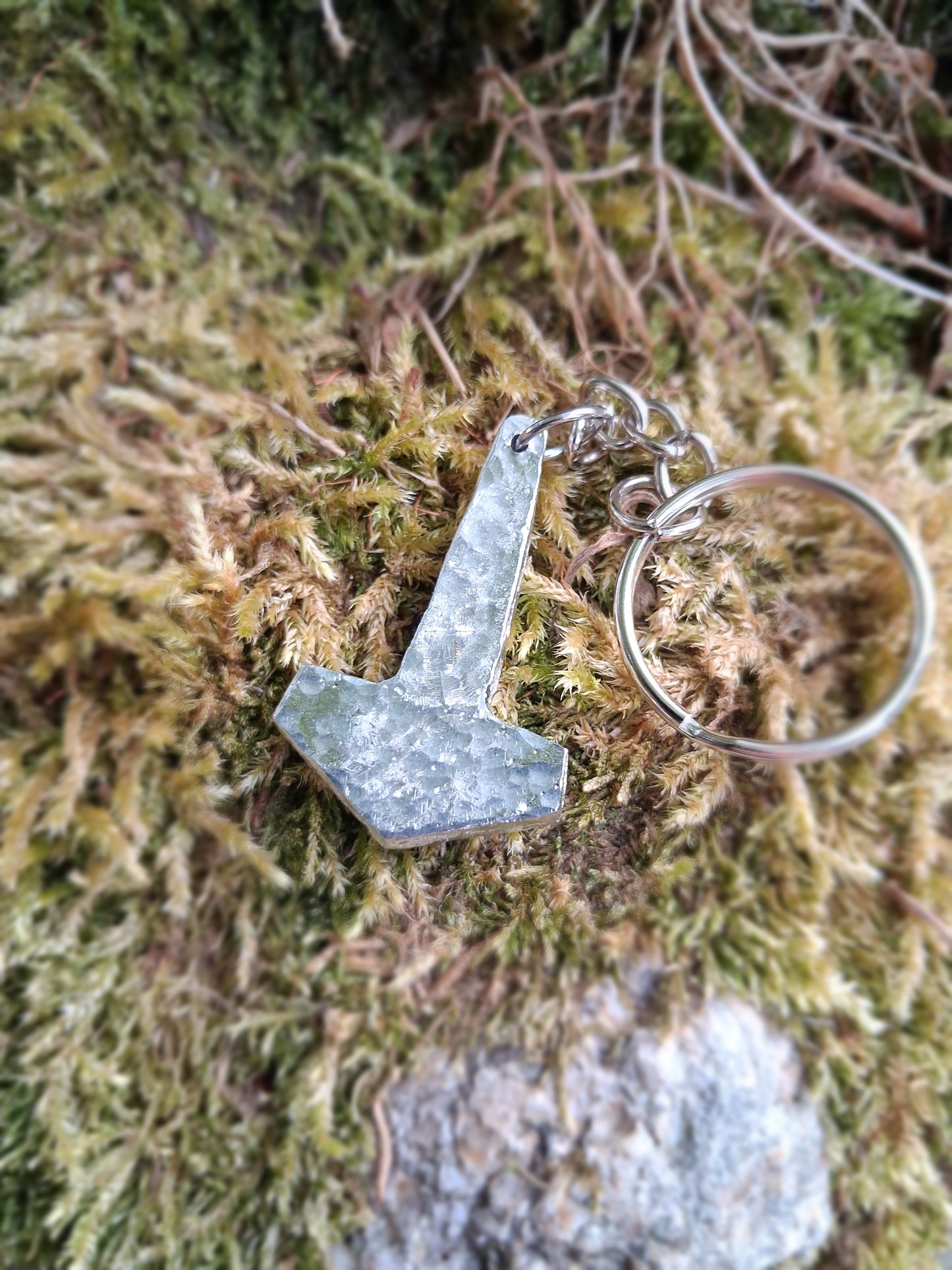 Thors Hammer Keyring - Viking keyring - Talisman - Cast and Hammered Pewter