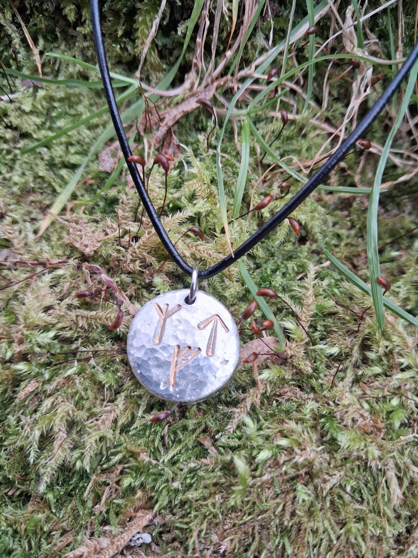 Personalised Rune Necklace - Cast and Hammered Pewter - Viking Necklace